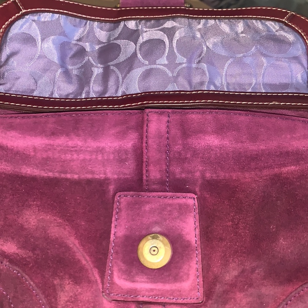 Vintage Purple Suede Leather Coach Bag - Picture 3 of 8